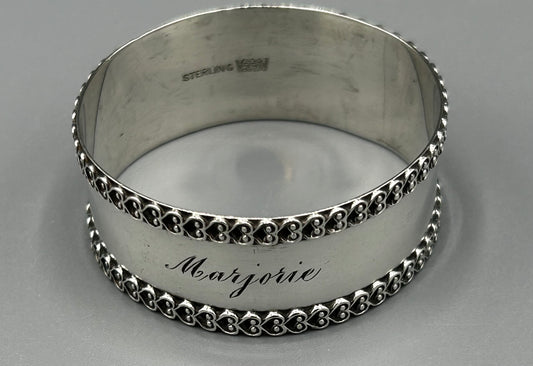 Victorian Sterling .925 Napkin Ring Monogrammed "Majorie"