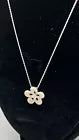 .925 Sterling 18" Flower Necklace with Gold Accents Cubic Zirconia