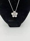 .925 Sterling 18" Flower Necklace with Gold Accents Cubic Zirconia