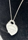 Tiffany & Co Sterling Silver & RUBEDO Heart Tag Key Pendant Necklace 16” Retired