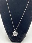 Tiffany & Co Sterling Silver & RUBEDO Heart Tag Key Pendant Necklace 16” Retired