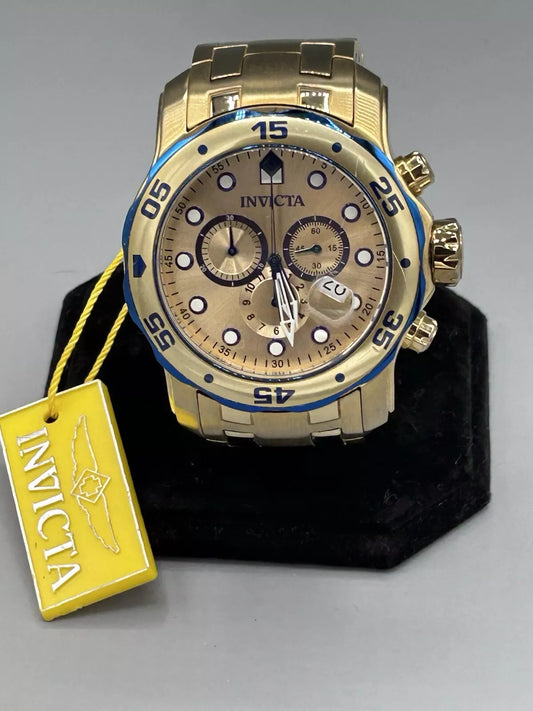 INVICTA 80069 Pro Diver Scuba 48mm Swiss Chrono 18k Gold Ion-Plated Bracelet Watch New With Tags