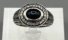 Sterling Silver, Cubic Zirconia & Australian Black Opal Ring Size 8