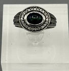 Sterling Silver, Cubic Zirconia & Australian Black Opal Ring Size 8