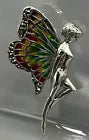 Art Nouveau Sterling Silver Vintage Style  Enamel FAIRY BROOCH Pin w/ Marquisate