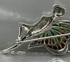 Art Nouveau Sterling Silver Vintage Style  Enamel FAIRY BROOCH Pin w/ Marquisate