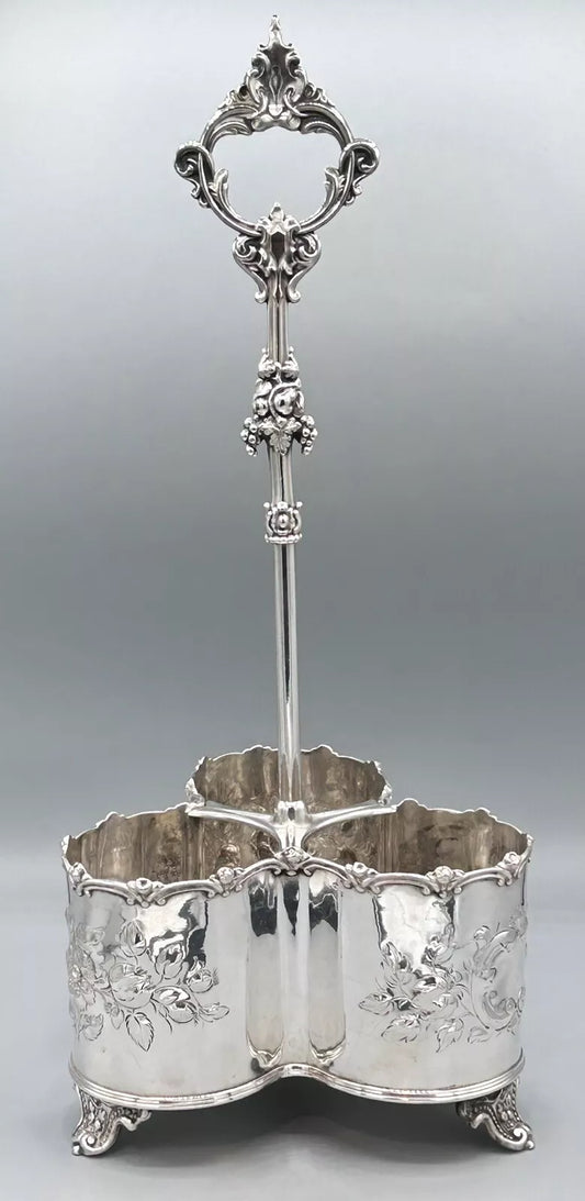 Antique Sheffield Silver Plate Tantalus Wine Caddy Holder Circa 1860-1870